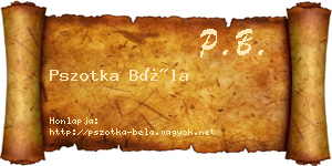 Pszotka Béla névjegykártya