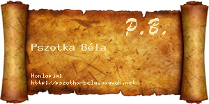 Pszotka Béla névjegykártya